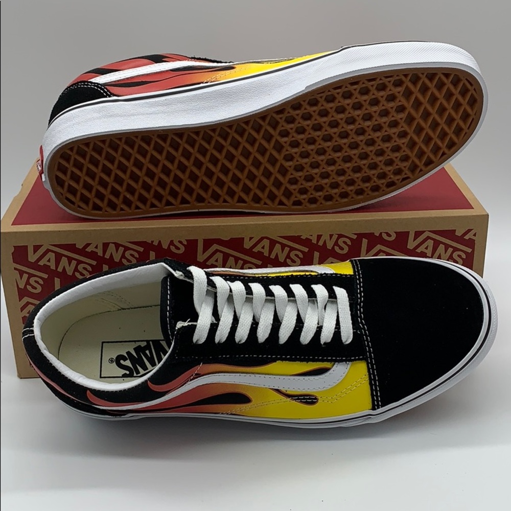 •VANS OLD SKOOL FLAME Black/Black true White wmns - Picture 3 of 16